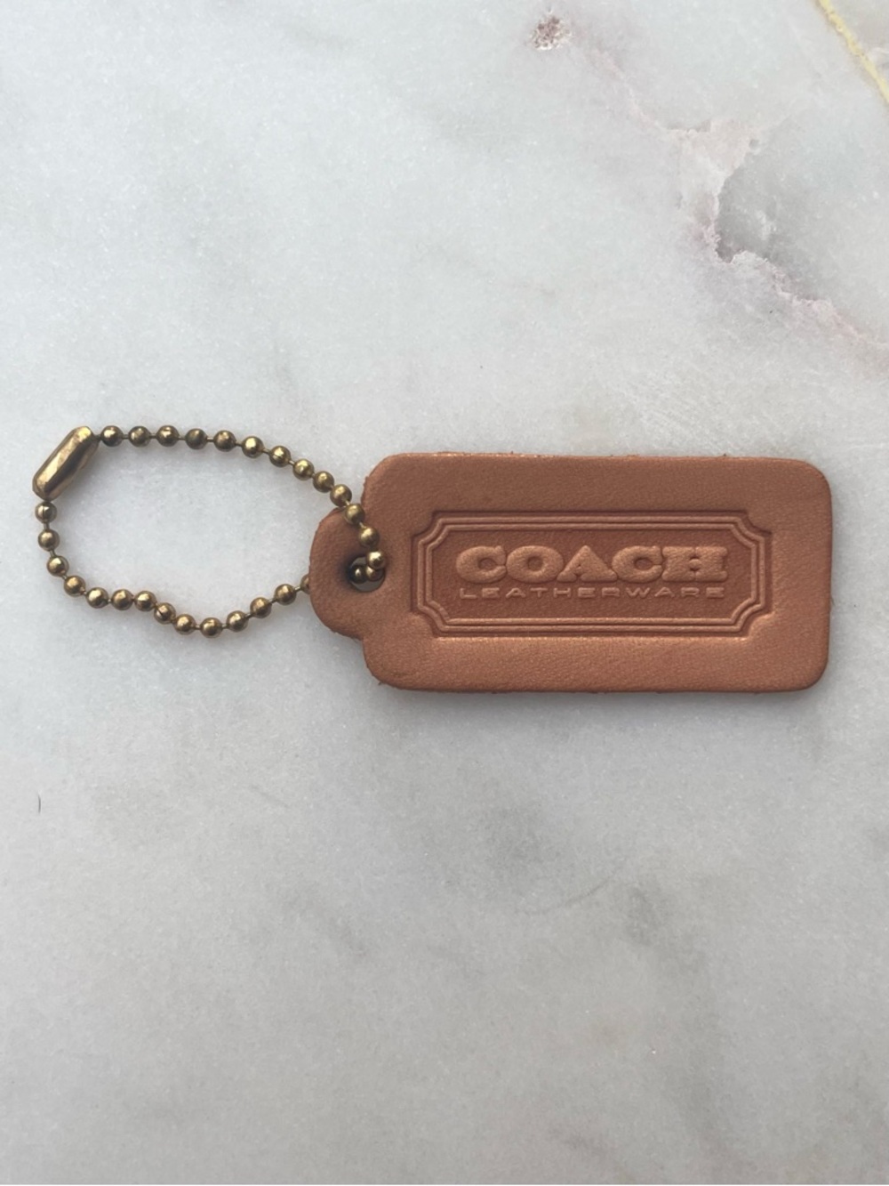 COACH Vintage Leather Hang Tag, Camel Brown